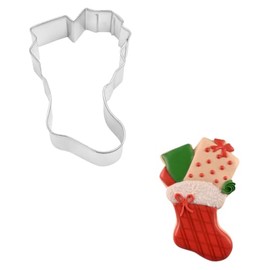 R&M Christmas Stocking Cookie Cutter, 3.75 Inch Stainless Steel