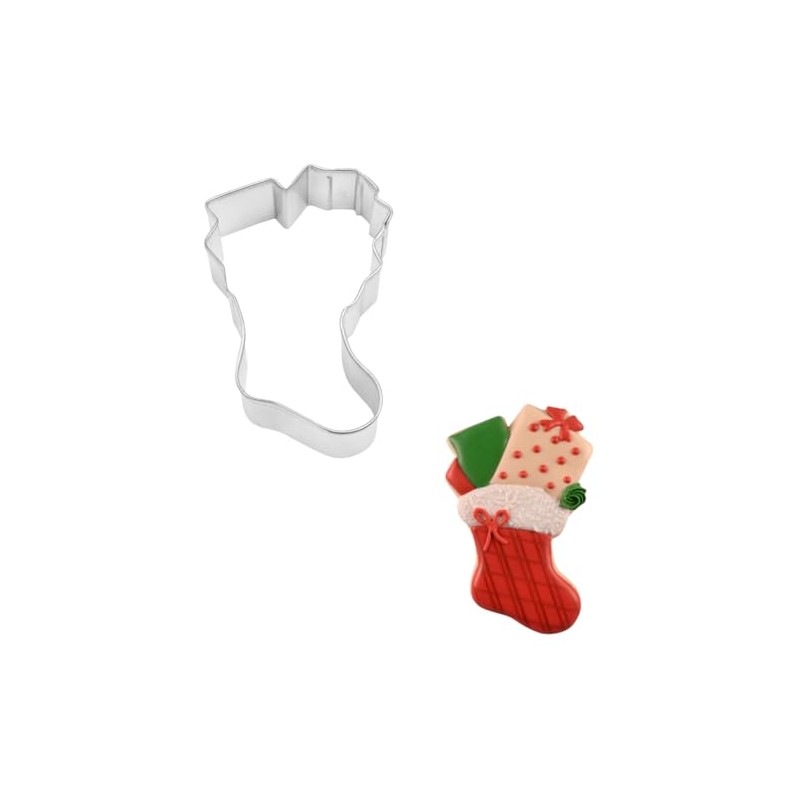 R&M Christmas Stocking Cookie Cutter, 3.75 Inch Stainless Steel