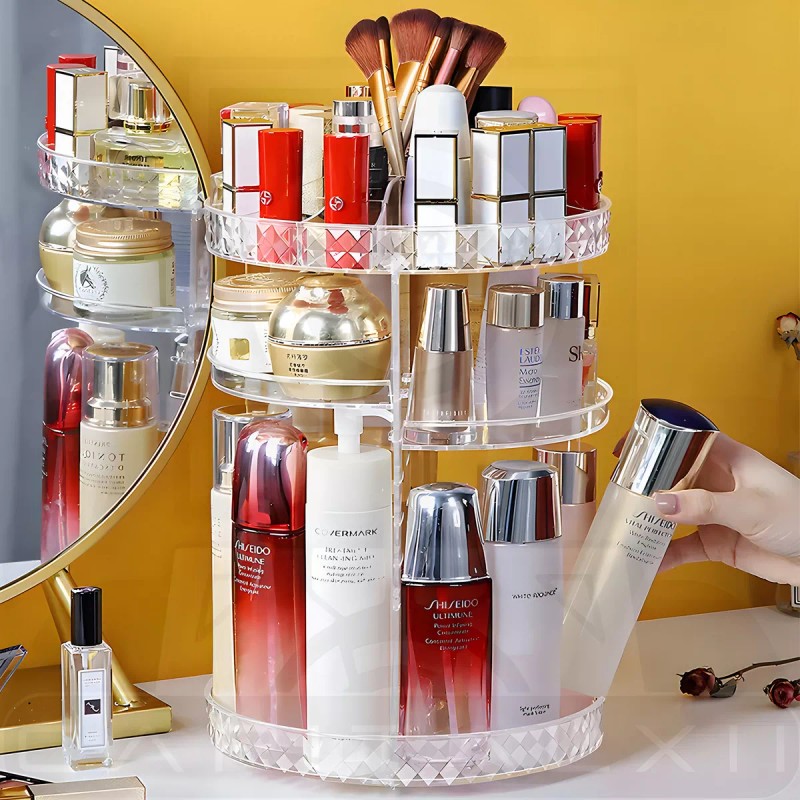 Xiird Organizador Acrílico Giratorio Para Maquillaje A 360° Color Transparente