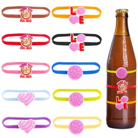 Framendino, 10 Pack Concha Charm Wine Glass Markers Strip Tag Silicone Drink for Bottle Identification