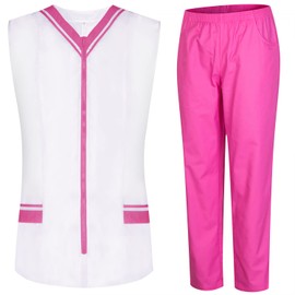 MISEMIYA - Scrubs Set for Women – Medical Uniform Women with Shirt and Pants 818-8312 - Medium, Pink