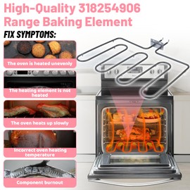 LXun Upgrad 318254906 Oven Heating Element Compatible with Frigidaire Electrolux Kenmore Electric Range Oven Parts 318254906 Frigidaire Broil Element 318254909 318254901 1259831 Oven Bake Element
