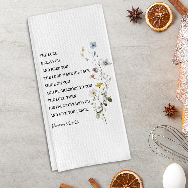 Christian Gifts Kitchen Towels, Bible Verse Numbers Decorative Towels for