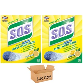 Lemon Steel Wool Pads 10ct. Bundle (Pack of 2) by Litezout