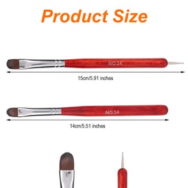 2pcs French Brush for Nails, 2 Way French Tip Brush with Dotting Tool Single-Head Clean Up Brushes Gel Nail Polish Nail Design Tools for Professional Manicure