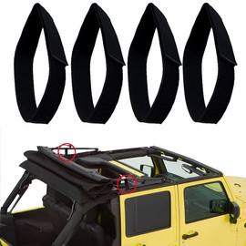 Soft Top Straps,Back Window Straps for Jeep Wrangler JK,Soft Top Tie Down Straps for Jeep,Heavy Duty Rear Window Straps,Black,(Pack of 4)