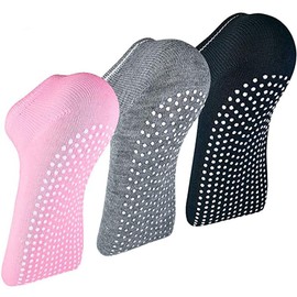 YOULIKE 3 Pairs Non Slip Yoga Pilates Socks Martial Arts Fitness Dance Barre - Anti-slip/Non-slip - Full Toe Ankle Fall Prevention Grip Socks - Sox UK 4-7