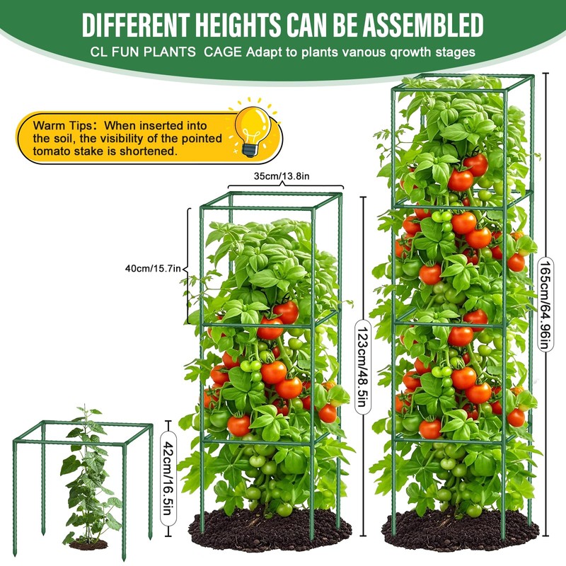 Square Tomato Cages for Garden: 3 Pack Heavy Duty Tomatoes