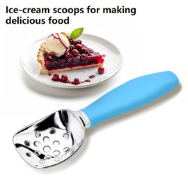 LIVSGNISTA Colorful Ice Cream Scoop with Comfortable Handle - Perfect for Snack Enthusiasts, Baking Cookies, and Serving Creamy treats, A Versatile Food Scoop for Every Sweet Moment（Blue）