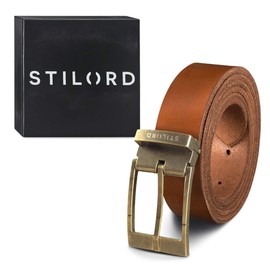 STILORD Vintage Leather Belt Men Women Universal Shortenable Genuine Leather Belt Men's Belt Women's Belt Buffalo Leather, Veneto - Brown | Antique Buckle - Bronze I I