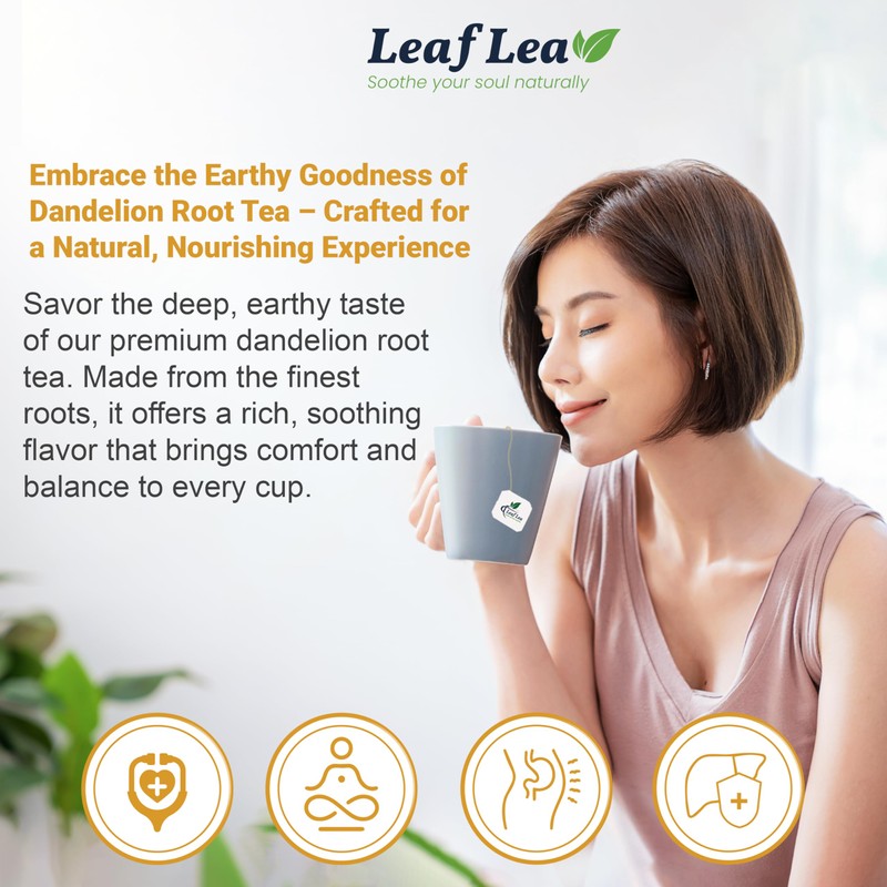 LeafLea 40 Dandelion Root Tea Bags, Dandelion Tea Supports Wellness
