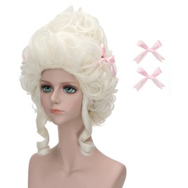 Probeauty Short Beehive Wig for Victorian Costume, Big Curly Bouffant Retro Wigs for Women 70s 80s Costume (Blonde Platinum)