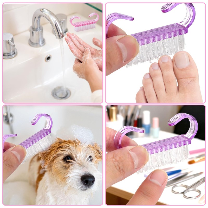 24 Nail Brush Hand Brush with Handle, Fingernail Exfoliating Cleaning