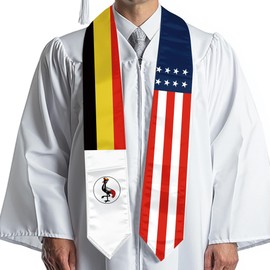 Endargros Uganda Flag International Students Graduation Sash Stole Scarves 180 X 13 CM/70 X 5 INCHES Double Sided Graduation Decoration Item