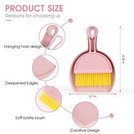 Shaloxar Small Broom and Dustpan Set,mini Broom and Dustpan Set,Kids Broom Set,for Home, Sofas, Kitchen countertops, Storage Shelves, bathrooms, and pet Areas Cleaning(Pink)
