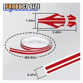 32Ft Car Pinstriping Tape, Vinyl Pin Striping Decals Car Trim Stripe Tape DIY Stickers, Universal Car Hood Body Side Stripe Glossy for Auto Motorcycle Home Door Musical Instrument (Red)