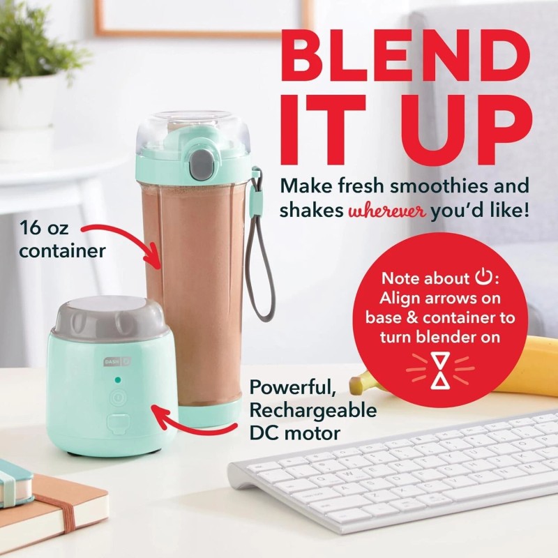 Dash 16oz Personal Portable USB-C Blender - Aqua Blue