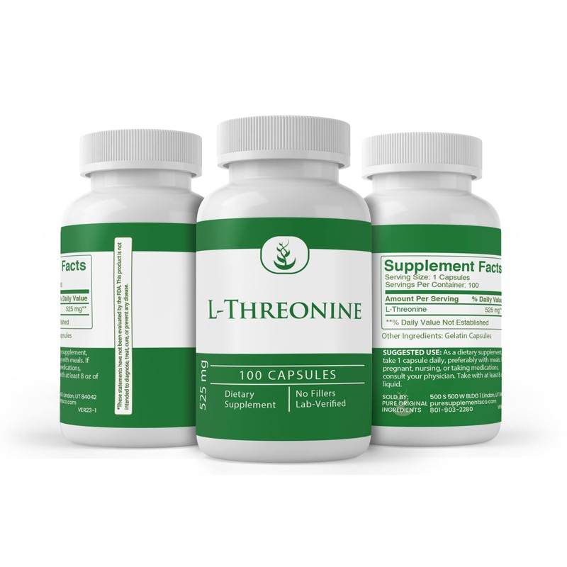 PURE ORIGINAL INGREDIENTS L-Threonine Capsules, (100 Capsules) Always Pure, No