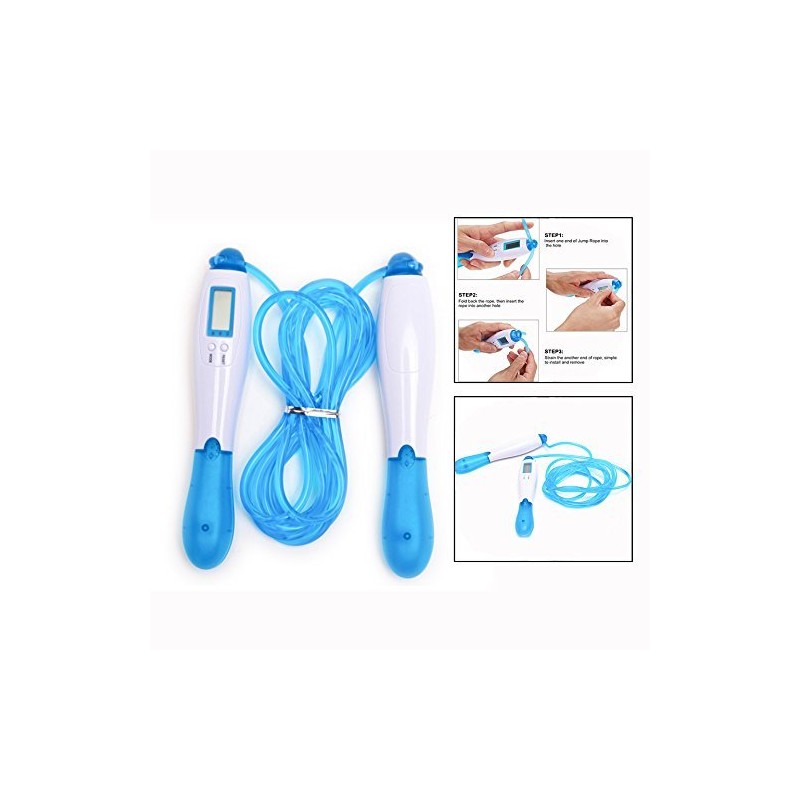 Itian Digital Adjustable Lightweight Jump Rope (Blue, White) with Calorie