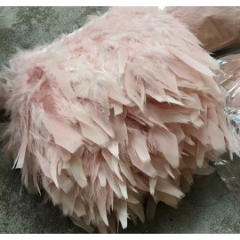 Feather Paradise 10 Yards  Blush Pink Dusty Rose Chandelle Feather Fringe Turkey Feather Trim
