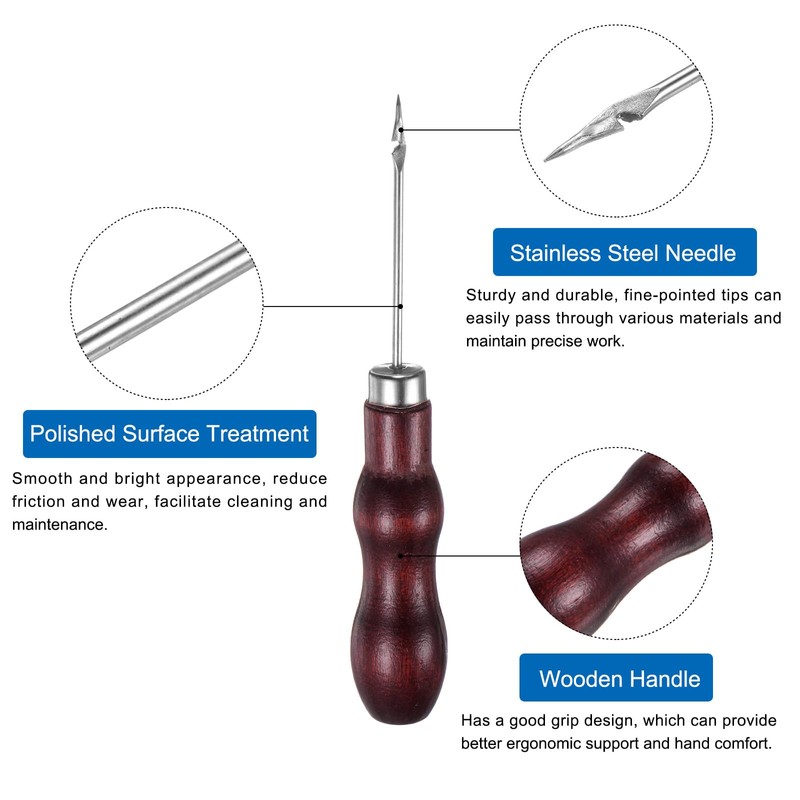 sourcing map 3pcs Handwork Sewing Awl Double Gourd Hook Head