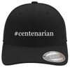#Centenarian - Hashtag Soft Flexfit Baseball Hat Cap, Black, Large/X-Large