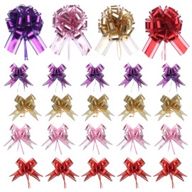 24 Pcs Pull Bow Gift Wrapping Bows, Multicolor Organza Pull Bows for Gift Wrapping, Large Pull Flower Bows for Wedding Birthday Christmas Valentine