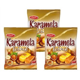 Caramel Candies With Hazelnut 100 gr, (Pionir Lesnik Karamela) Pack of 3, 10.5 oz