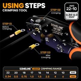 SOMELINE Crimping Tool for Insulated Electrical Wire Connectors Kit, with 51 Sizes Wire Terminals and 22-10 AWG Ratchet Crimping Pliers and Stripping Pliers – for Automotive & Electrical Repairs