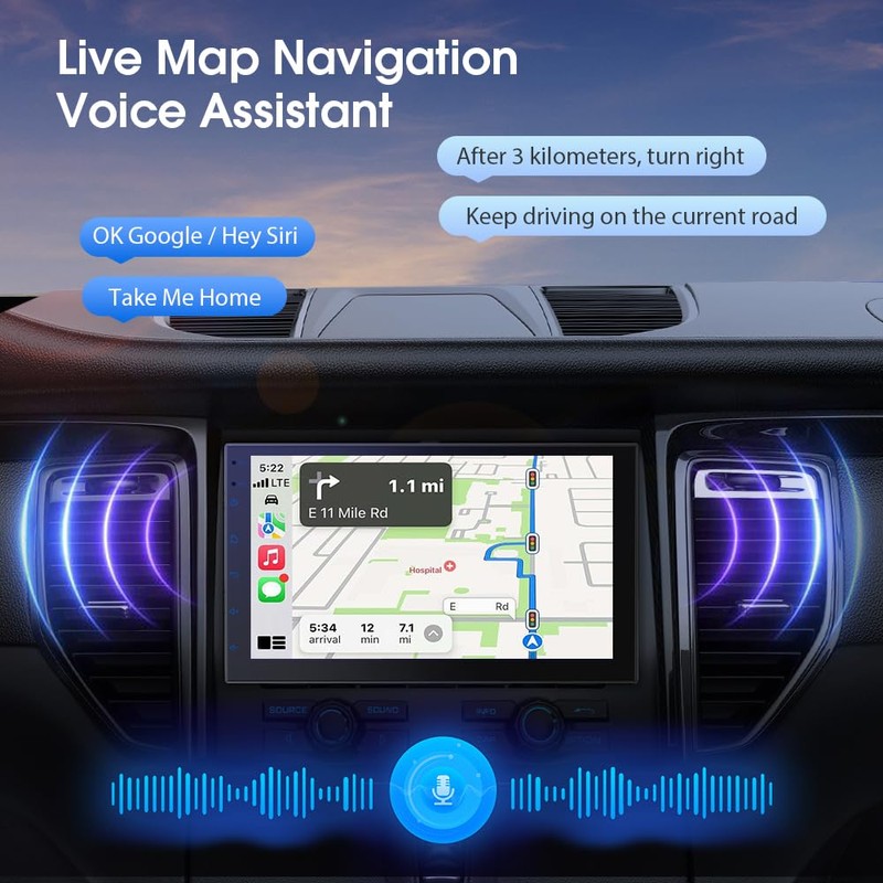 Haudio 7 Inch Double Din carplay Screen,with Wireless CarPlay and
