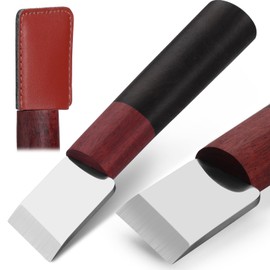 CBHGFEA Leather Skiving Knife, Leather Craft Cutting Knife with Wooden Handle, Leathercraft Supplies with Protective Case for DIY Work (Hypotenuse)