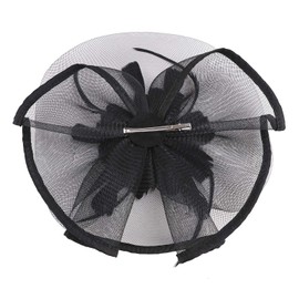 TINAYAUE Women's Bibi Wedding Elegant Voile Bridal Hairstyle Vintage Mini Veil Wedding Beret Feather Embellished Accessory for Costume Evening Party, Light beige