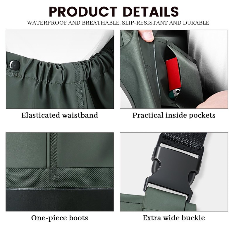 PVC Fishing Chest Waders for Men with Boots, Waterproof Bootfoot