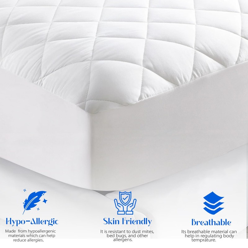 Ethereal Luxuries Quilted Mattress Protector King Size Hypoallergenic and Breathable