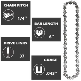 6 Inch Chainsaw Chain, 5 Pieces Replacement Chains for All 6-inch Cordless Electric Portable Mini Chainsaws, Durable Carbon 6Inch Chainsaw Chains for Pruning Shears and Wood Cutting
