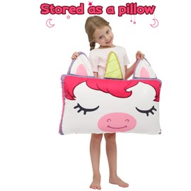 Wizland Kid Unicorn Sleeping Bag Animal Nap Mats for Boys Girls 61.8"×28.3" Comfy Flanne Slumber Bags Daycare Camping Preschool Portable Slumberkins