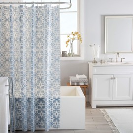 Bath Bliss Material, Eco-Friendly, 4G Design PEVA Shower Curtain, 70"x 72", Lisbon Blue