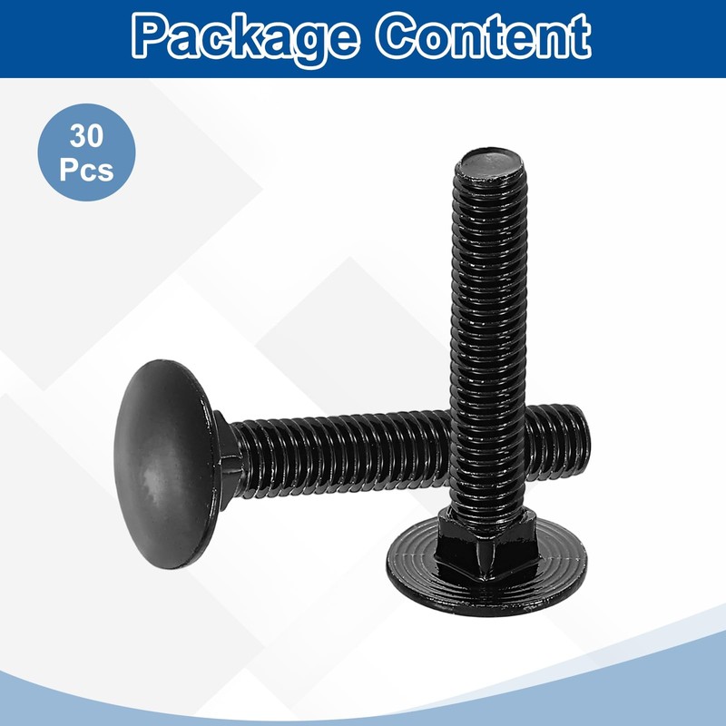 sourcing map 30Pcs Carriage Bolts, M6 x 35mm Stainless Steel