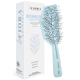 Fiora Naturals Hair Detangling Brush for Women - Detangler Hair Brush w/Flexible Soft Bristles- Gently Glides Through Tangles - Curly, Fine, Dry and Shower Wet HairBrush, cepillo para cabello - Blue