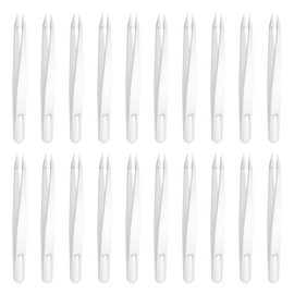 HARFINGTON 40Pcs 93302 Precision Plastic Tweezers Kit 121mm Anti-static Pointed Head Craft Tweezers Set White for Electronics Jewelry Making Laboratory Work DIY Repair Tool