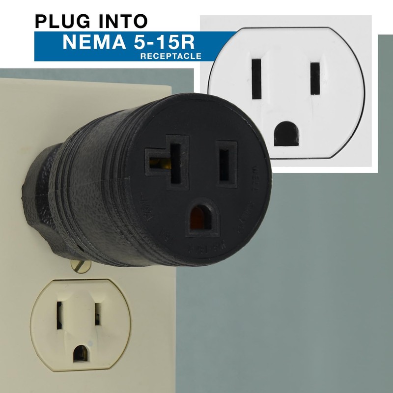 Conntek 30129 15A to 15/20A Plug Adapter ,Black