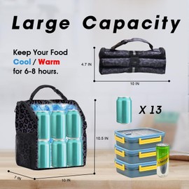 VLM Lunch Bags for Women,Leakproof Insulated Floral Lunch Box with Adjustable Shoulder Strap Reusable Zipper Cooler Tote Bag for Work,Picnic,Camping Leopard-Purple