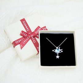 JUZICHEN Women's Silver Necklace S925, Chain Heart with Zirconia Stones, Moonstone Necklace Women, Size 45 cm + 5 cm, Hypoallergenic Chains with Heart Pendant, Mother Daughter Gift Jewellery, Silver,