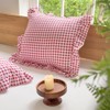 Red Ruffled Plaid Gingham Pillow Shams 20"x20", Set of 2