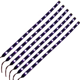 HYADA DC 12V Waterproof 1Ft 12 LED Strip Underbody Light with 6 inches wires for motor (White,Pack of 6)