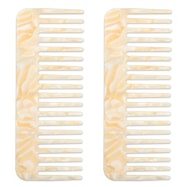 2 Pack Tortoise Shell Wide Comb White Detangling Combs Shower Combs Large Acetate Wide Tooth CombS for Curly, Wet, Dry, Straight, Thick and Long Hair