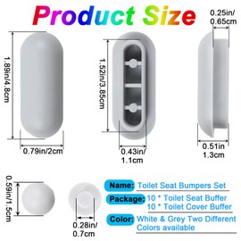 Mtxorvix 20Pack Toilet WC Seat Buffer Set, Toilet Seat Bumpers Set Universal Toilet Lid Cushions Pads Anti-Noise Replacement Seat Lid Buffers for Home Hotel Bathroom Toilet Seat and Toilet Lid(White)
