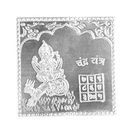 DHRUVS COLLECTION 925 Pure Silver Chandra Yantra Hindu Vedic Symbol for Wealth & Prosperity