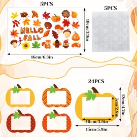 JarThenaAMCS Fall Pumpkin DIY Picture Frame Craft Kits with Stickers 4 Designs Autumn Thanksgiving Pumpkin Paper Photo Ornaments for Harvest Party Favor Home Classroom Activities, 24 Packs