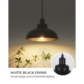 COTTMIC Black Dome Pendant Light 3 Pack, Farmhouse Pendant Lights Kitchen Island, 11.4’’ Industrial Metal Pendant Light Fixtures, Pendant Lighting for Dining Room Hallway Bar, Adjustable Height